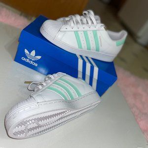 White/Mint Superstar Adidas